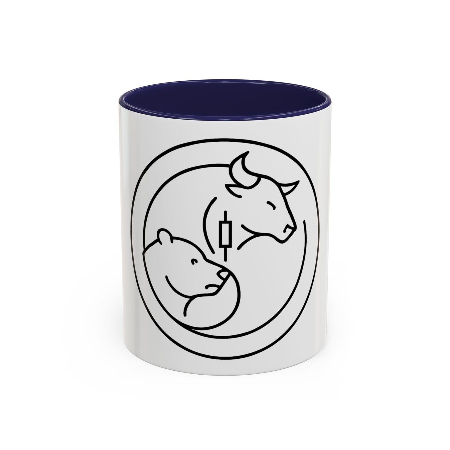 Coffee Mug, Bull and Bear with Candle Stick Stock Market Trader Gift, Finance Office Decor, Wall Street Investor Present, Day