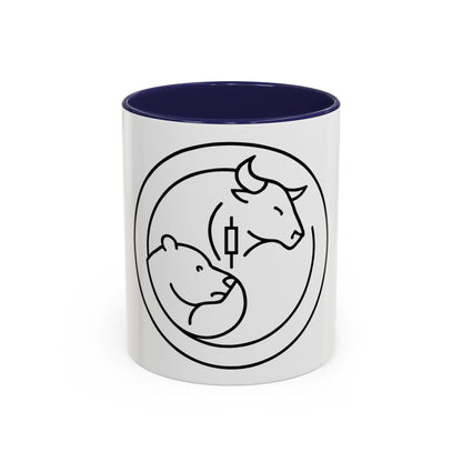 Coffee Mug, Bull and Bear with Candle Stick Stock Market Trader Gift, Finance Office Decor, Wall Street Investor Present, Day