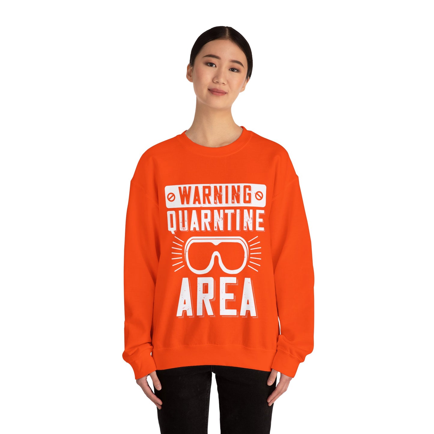 warning quarantine area-01 — Unisex Heavy Blend Crewneck (G18000)