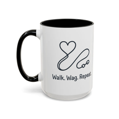 Dog Lover's Accent Coffee Mug - Walk Wag Repeat, Pet Owner Gift, Cute Dog Mug, Animal Lover Cup, Cozy Dog Mom Coffee