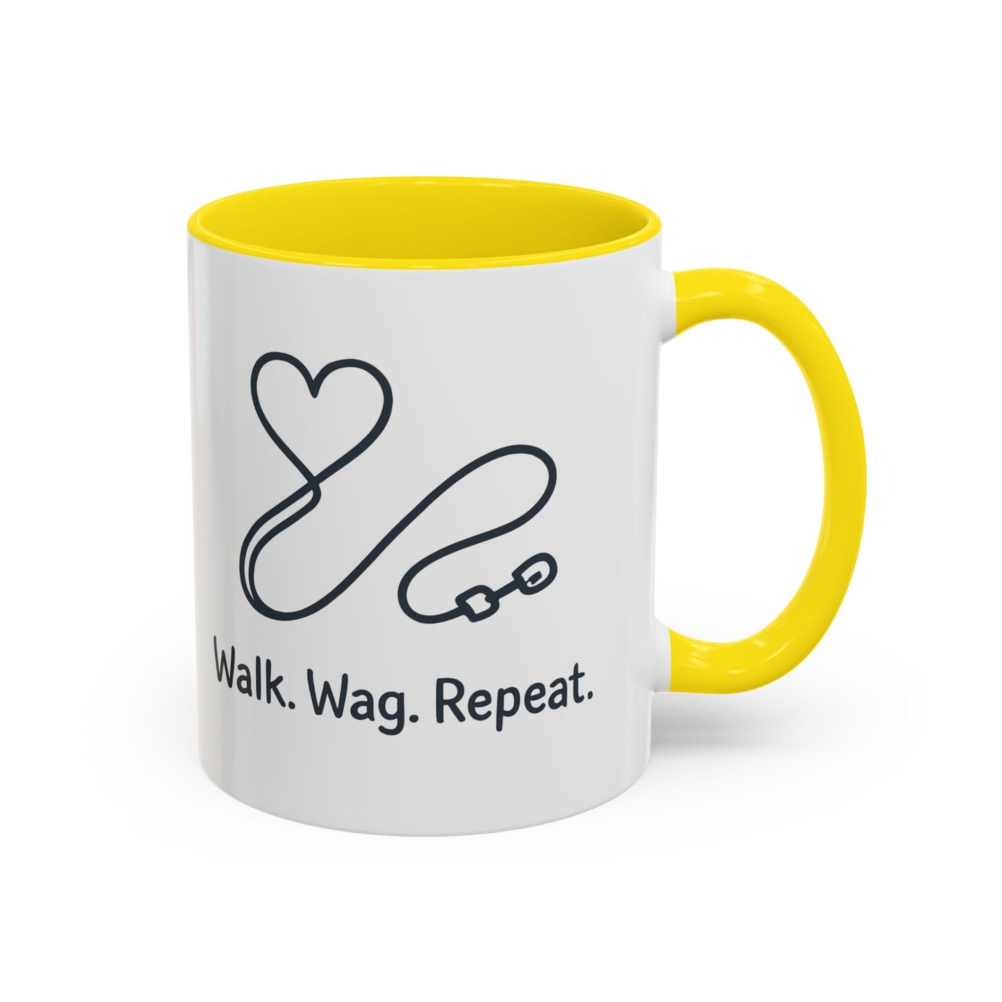 Dog Lover's Accent Coffee Mug - Walk Wag Repeat, Pet Owner Gift, Cute Dog Mug, Animal Lover Cup, Cozy Dog Mom Coffee