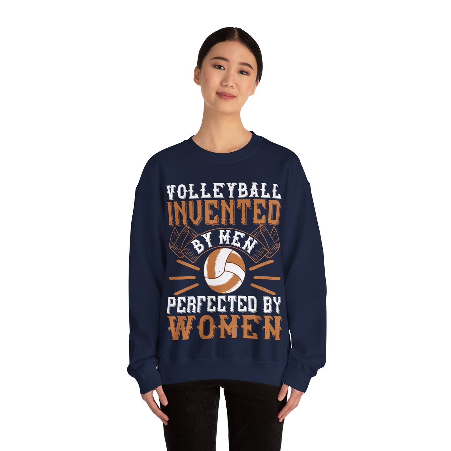 Volleyball Invented by men, perfected by women-01 — Unisex Heavy Blend Crewneck (G18000)