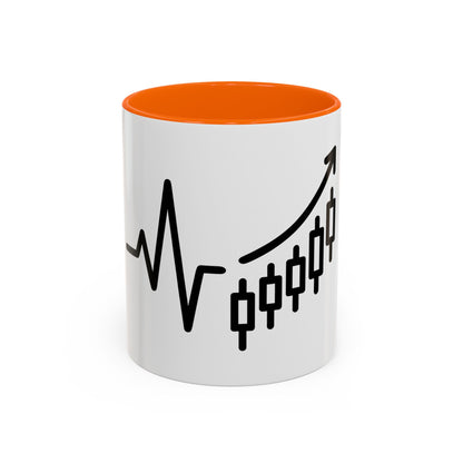Stock Market Heartbeat Accent Coffee Mug (11, 15oz), Financial Market Trader Gift, Wall Street Investor Mug, Stock Market