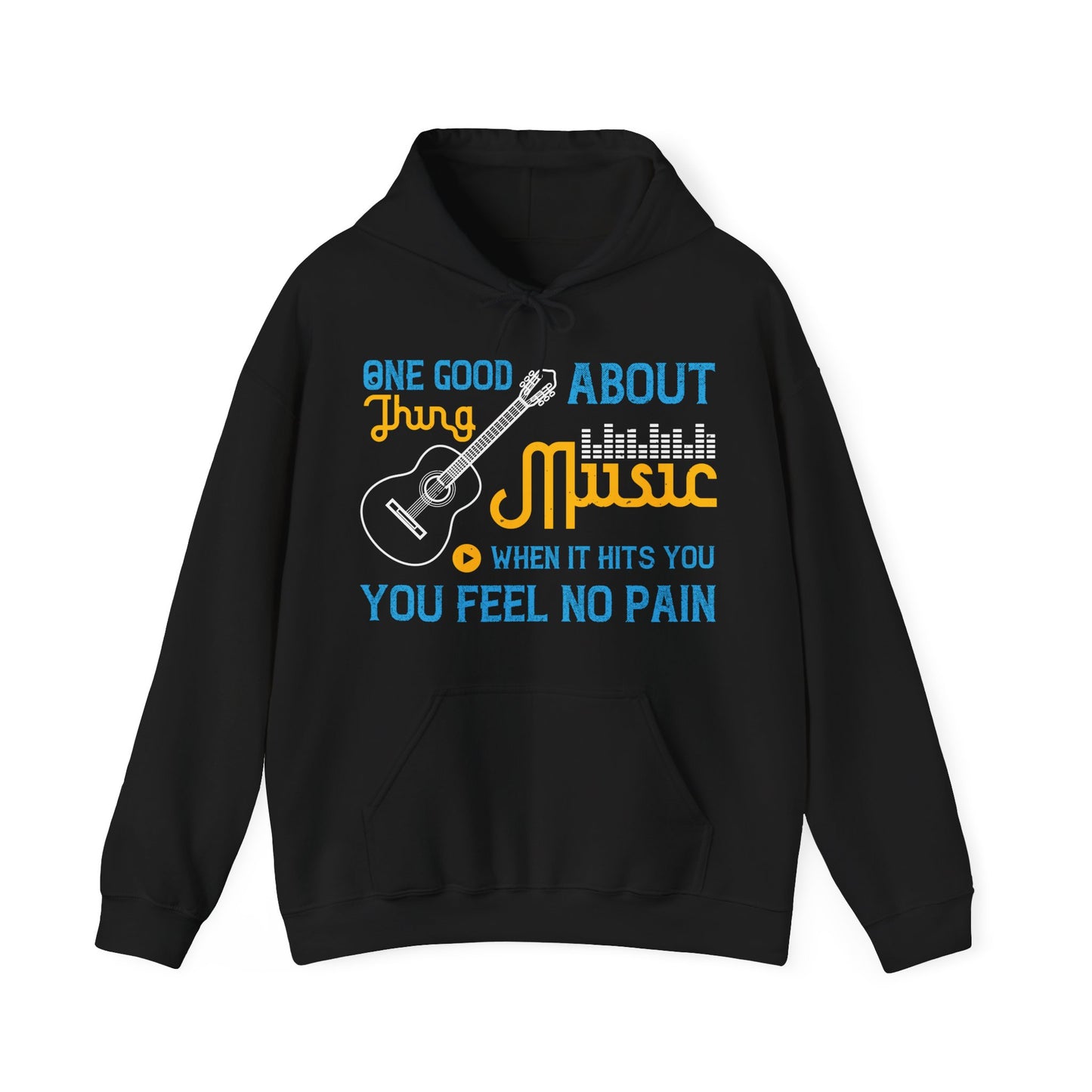 One good thing about music, when it hits you, you feel no pain-01 — Unisex Heavy Blend Hoodie (G18500)