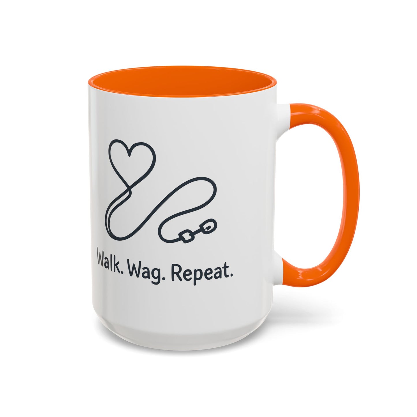 Dog Lover's Accent Coffee Mug - Walk Wag Repeat, Pet Owner Gift, Cute Dog Mug, Animal Lover Cup, Cozy Dog Mom Coffee