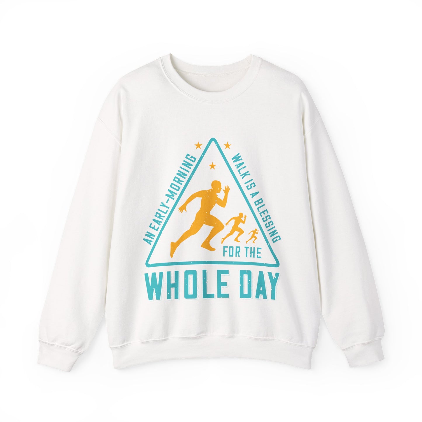 An early-morning walk is a blessing for the whole day-01 — Unisex Heavy Blend Crewneck (G18000)