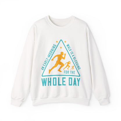 An early-morning walk is a blessing for the whole day-01 — Unisex Heavy Blend Crewneck (G18000)