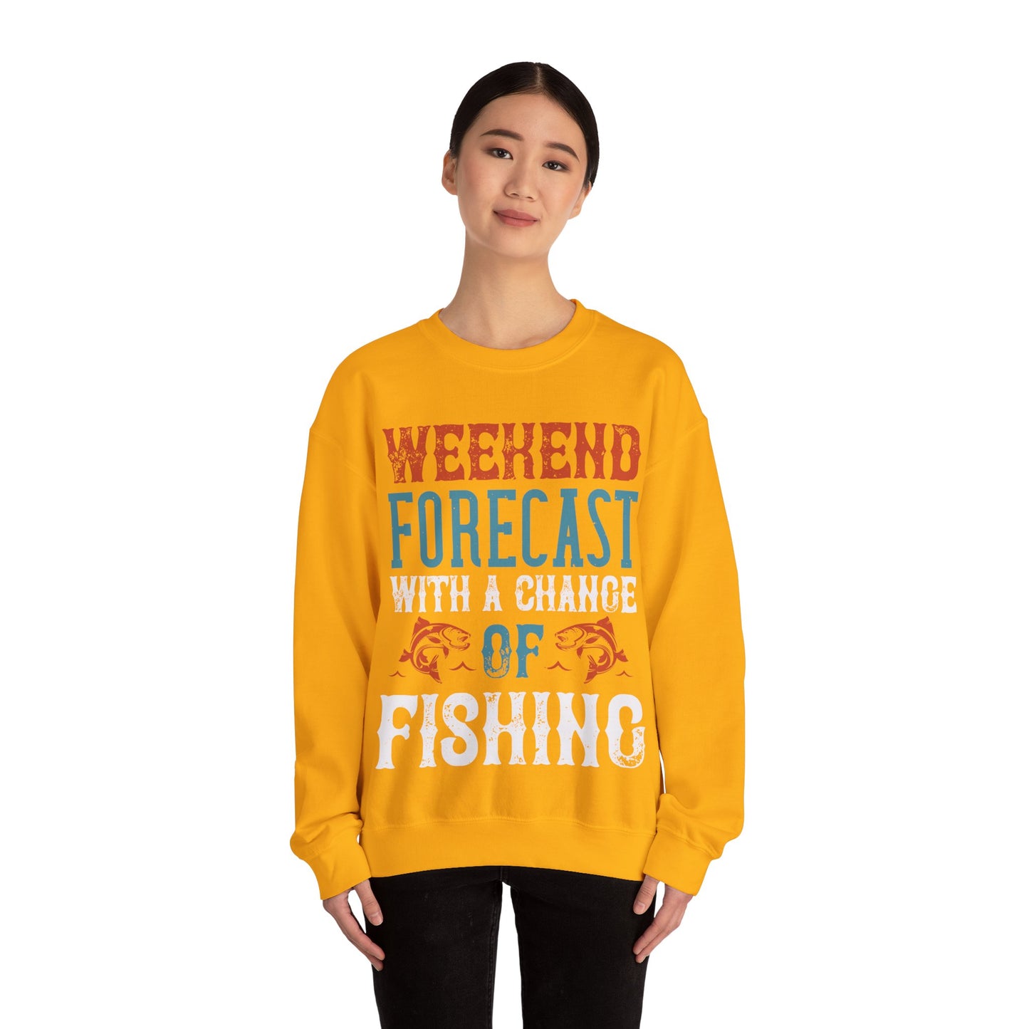 WEEKEND FORECAST WITH A CHANGE OF FISHING-01 — Unisex Heavy Blend Crewneck (G18000)