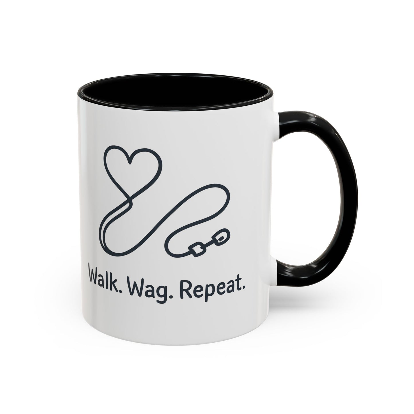 Dog Lover's Accent Coffee Mug - Walk Wag Repeat, Pet Owner Gift, Cute Dog Mug, Animal Lover Cup, Cozy Dog Mom Coffee
