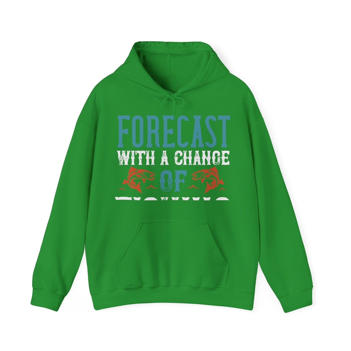 WEEKEND FORECAST WITH A CHANGE OF FISHING-01 — Unisex Heavy Blend Hoodie (G18500)
