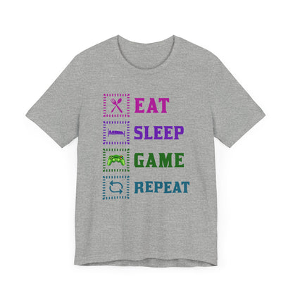 Eat Sleep Game Repeat T-shirt, Gaming Tshirt, Eat Sleep Shirt, Unisex Shirt, Crewneck Shirt, Short Sleeve Tee, Gift for Him, Gift for Her