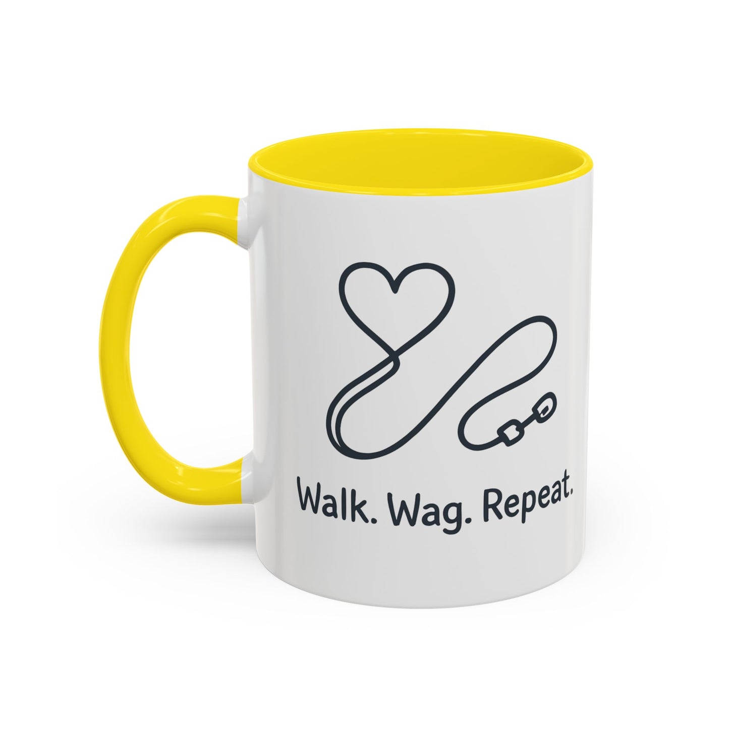 Dog Lover's Accent Coffee Mug - Walk Wag Repeat, Pet Owner Gift, Cute Dog Mug, Animal Lover Cup, Cozy Dog Mom Coffee
