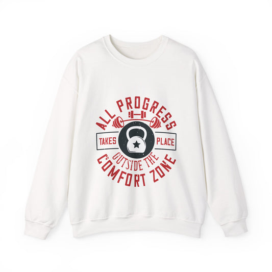 All progress takes place outside the comfort zone-01 — Unisex Heavy Blend Crewneck (G18000)