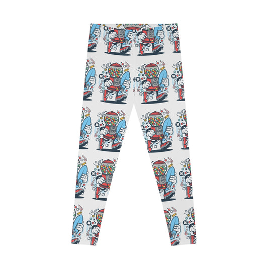 Candy Wave: Women's Spandex Shorts with Playful Candy Machine Surfer Prints