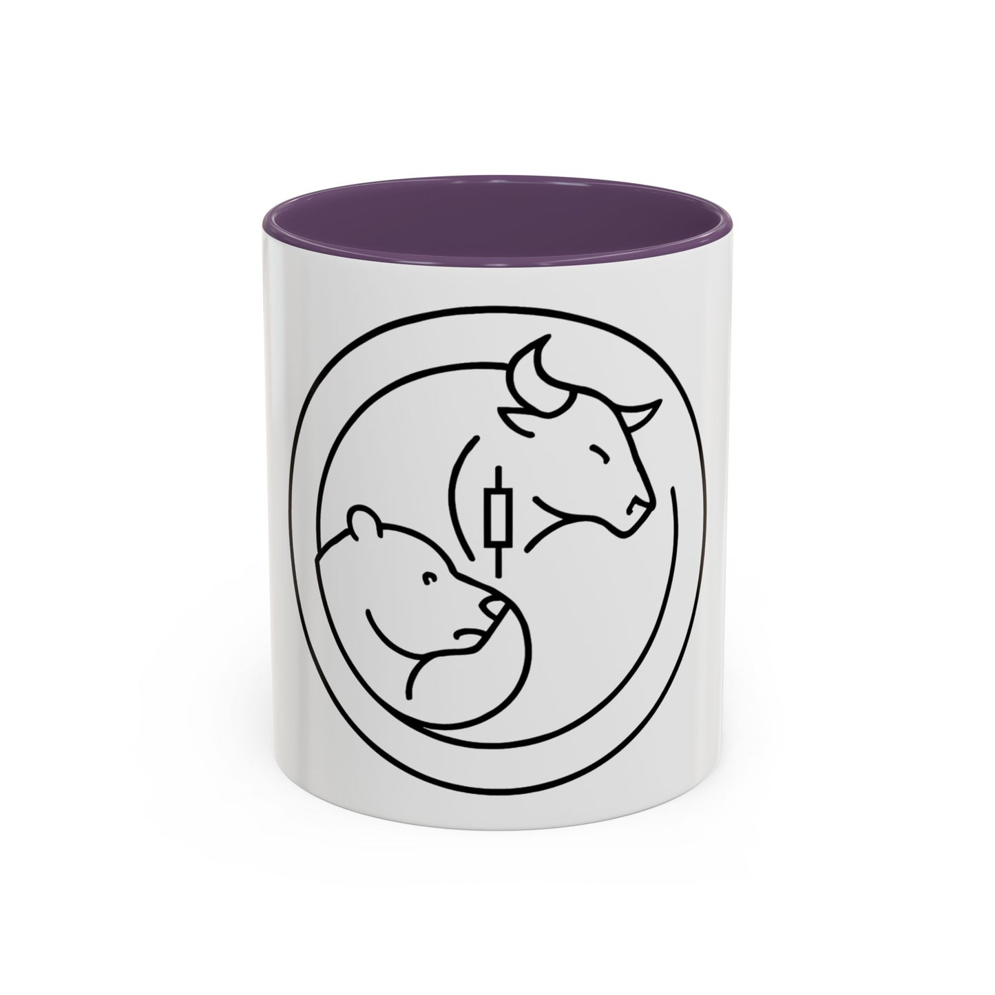 Coffee Mug, Bull and Bear with Candle Stick Stock Market Trader Gift, Finance Office Decor, Wall Street Investor Present, Day