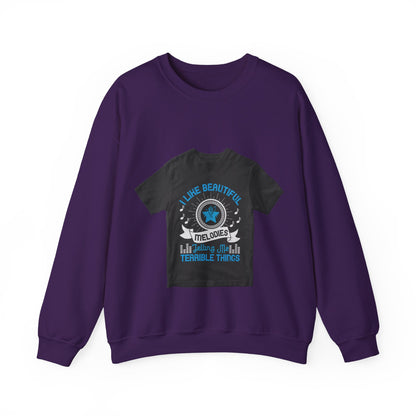 I like beautiful melodies telling me terrible things — Unisex Heavy Blend Crewneck (G18000)
