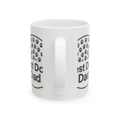 Best Dog Dad Ceramic Mug - Personalized Gift for Dog Lovers, Pet Owner Coffee Cup, 11oz 15oz, Dog Dad Gift, Paw Print Design
