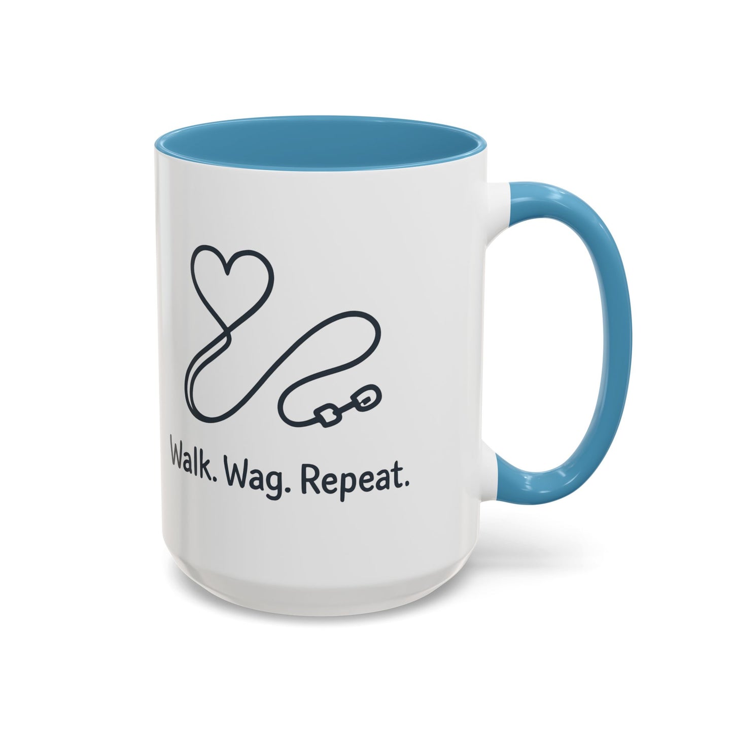 Dog Lover's Accent Coffee Mug - Walk Wag Repeat, Pet Owner Gift, Cute Dog Mug, Animal Lover Cup, Cozy Dog Mom Coffee