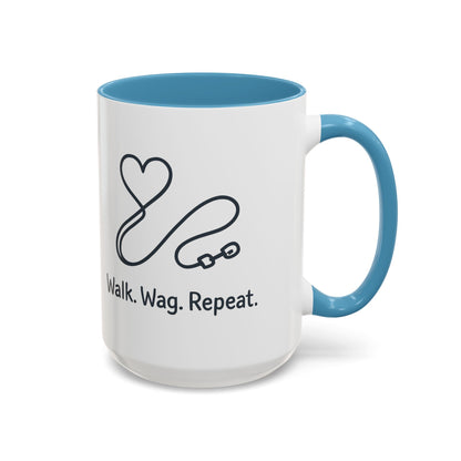 Dog Lover's Accent Coffee Mug - Walk Wag Repeat, Pet Owner Gift, Cute Dog Mug, Animal Lover Cup, Cozy Dog Mom Coffee