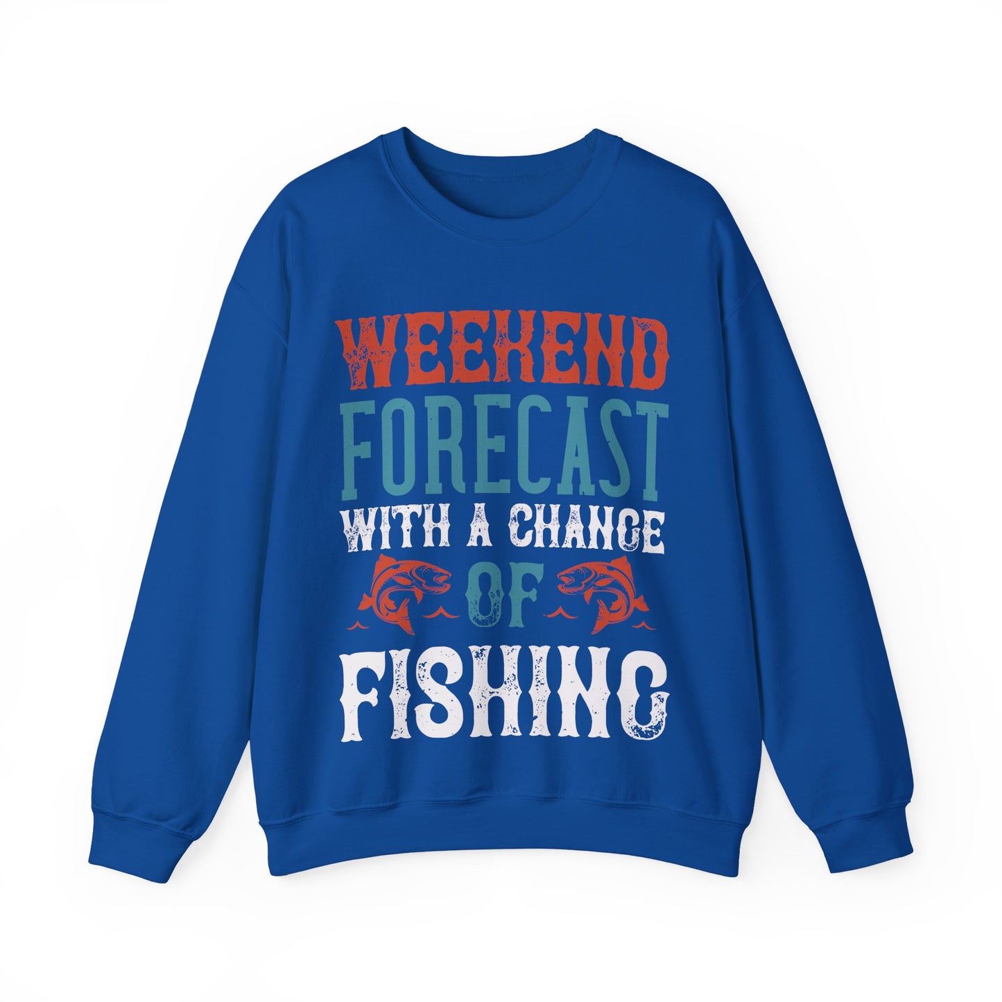 WEEKEND FORECAST WITH A CHANGE OF FISHING-01 — Unisex Heavy Blend Crewneck (G18000)