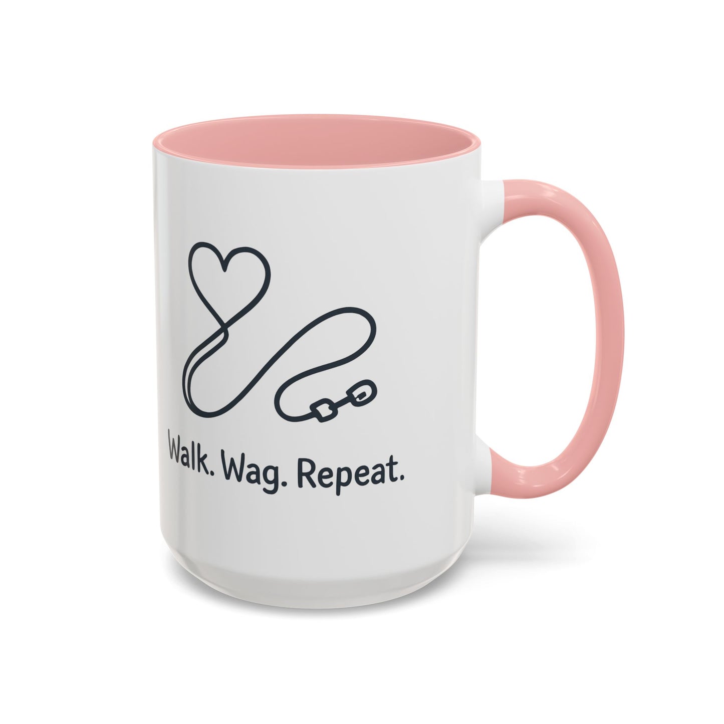 Dog Lover's Accent Coffee Mug - Walk Wag Repeat, Pet Owner Gift, Cute Dog Mug, Animal Lover Cup, Cozy Dog Mom Coffee