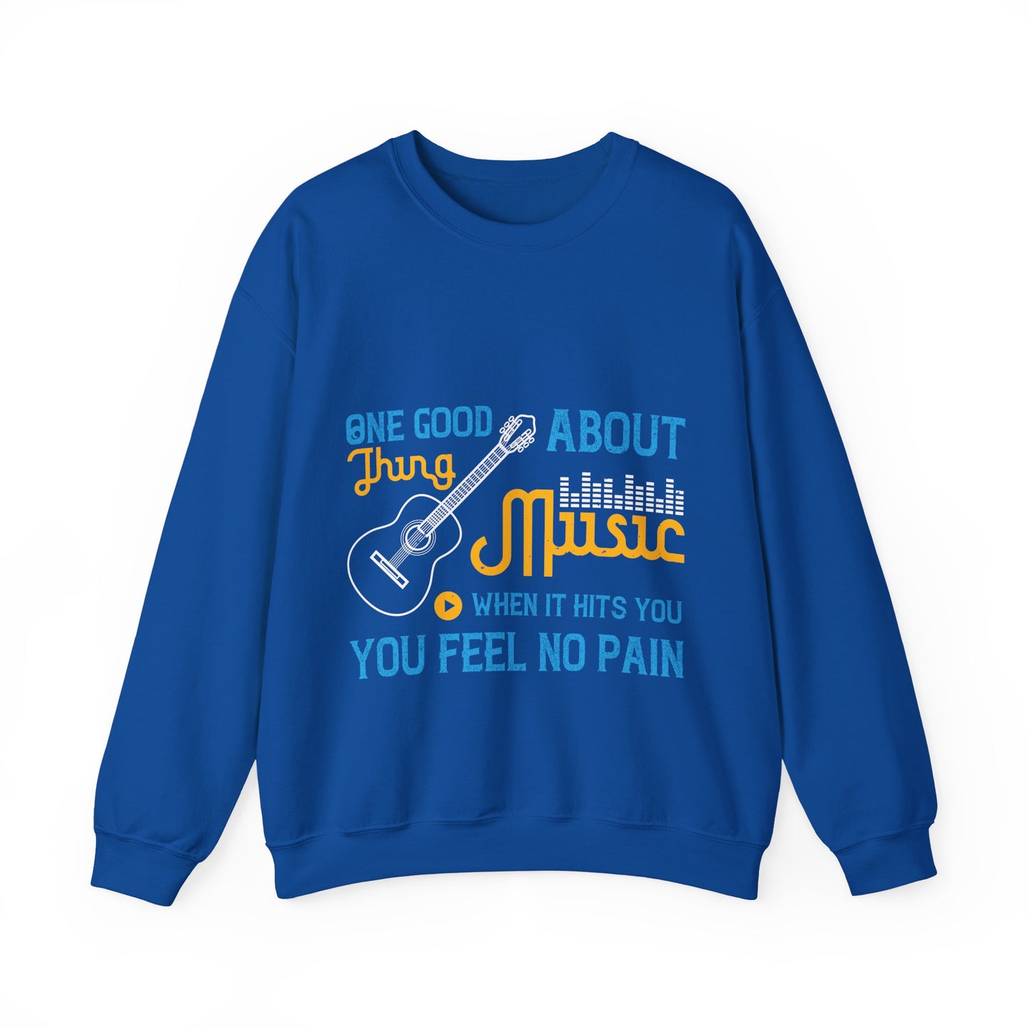 One good thing about music, when it hits you, you feel no pain-01 — Unisex Heavy Blend Crewneck (G18000)