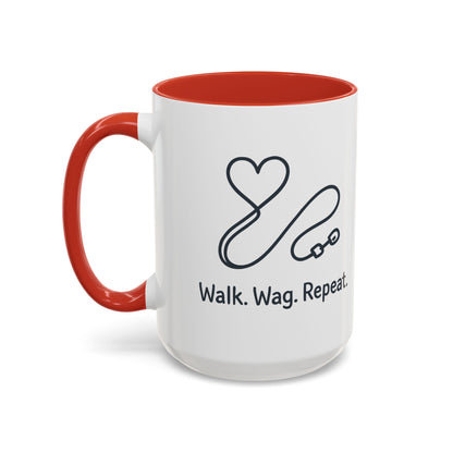 Dog Lover's Accent Coffee Mug - Walk Wag Repeat, Pet Owner Gift, Cute Dog Mug, Animal Lover Cup, Cozy Dog Mom Coffee