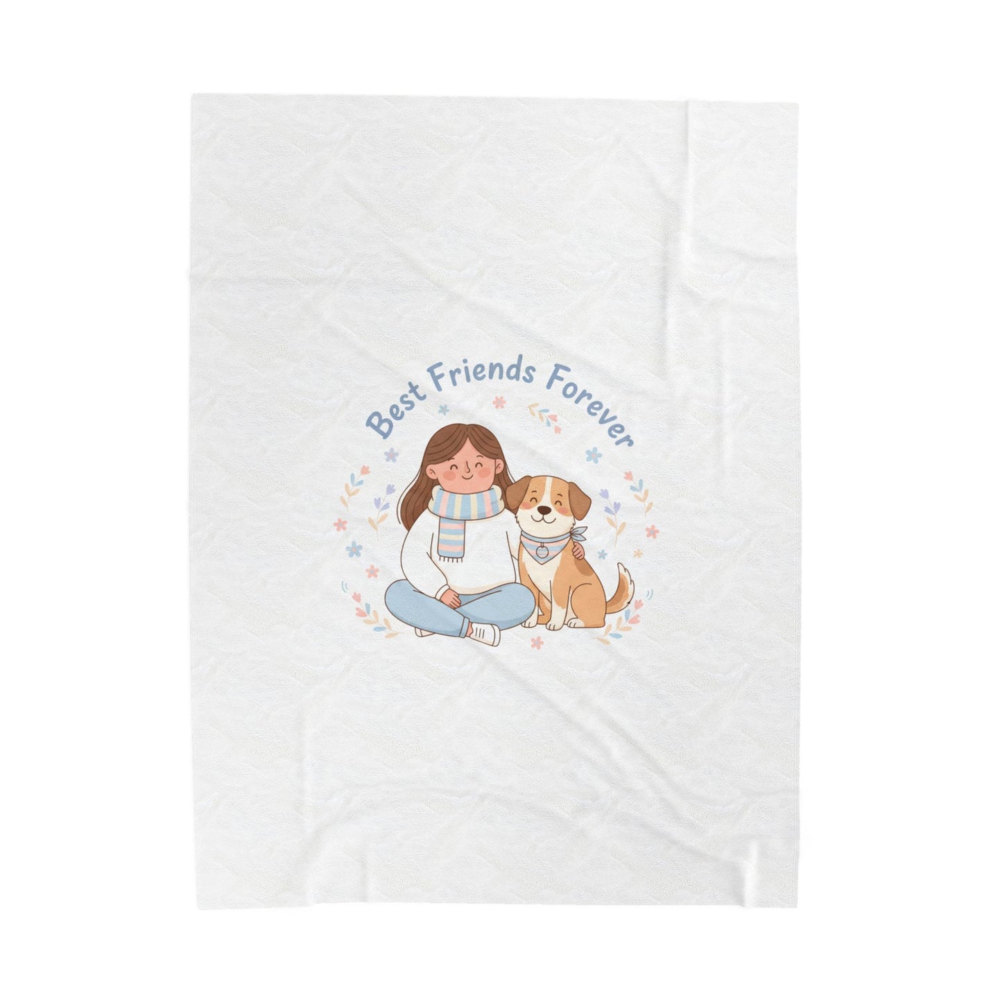 Best Friends Forever Velveteen Plush Blanket | pet owner matching, paw print design