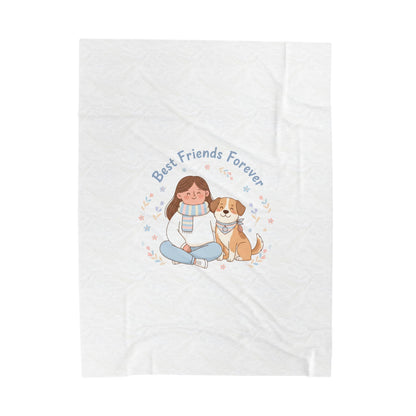 Best Friends Forever Velveteen Plush Blanket | pet owner matching, paw print design