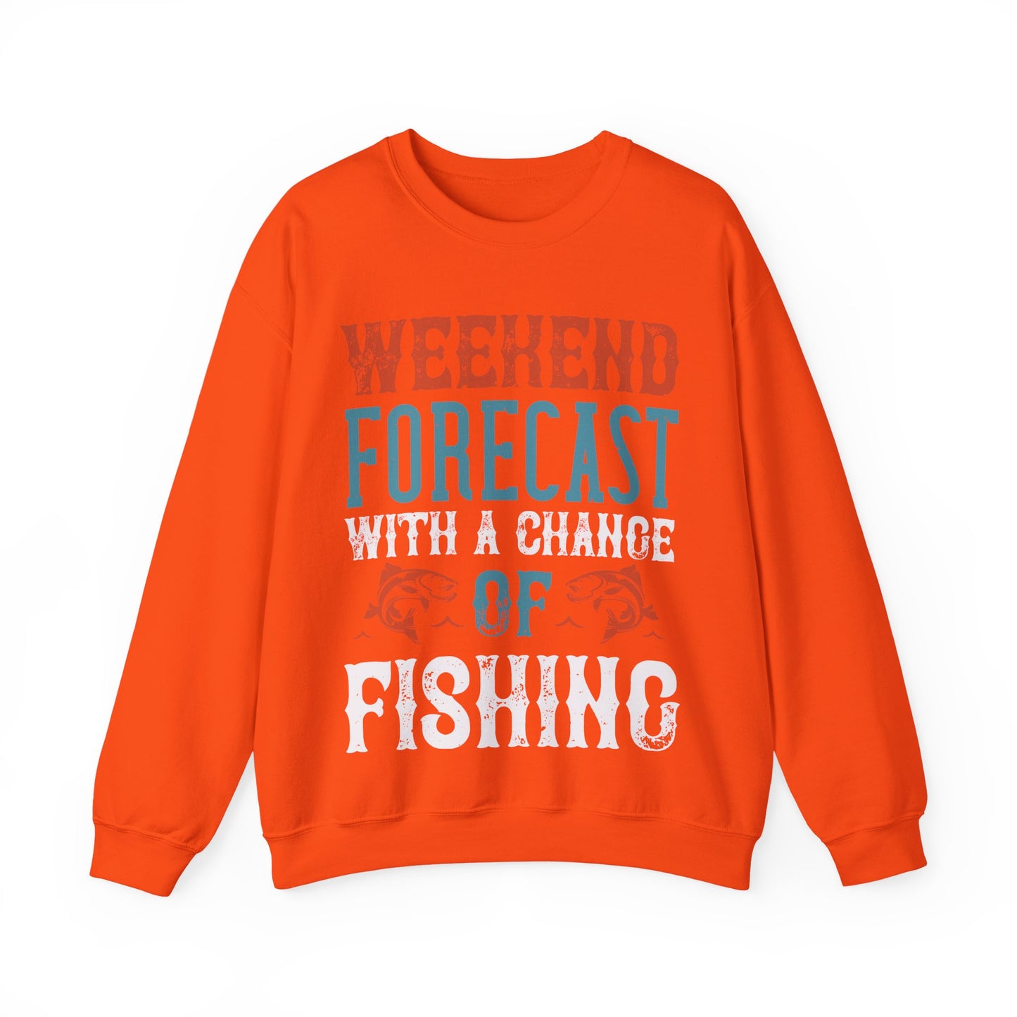 WEEKEND FORECAST WITH A CHANGE OF FISHING-01 — Unisex Heavy Blend Crewneck (G18000)