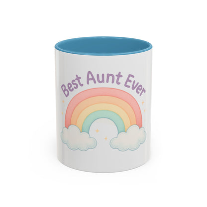Best Aunt Ever Rainbow Coffee Mug, Gift for Aunts, 11oz, 15oz, Cute Mug, Birthday Gift, Unique Coffee Cup