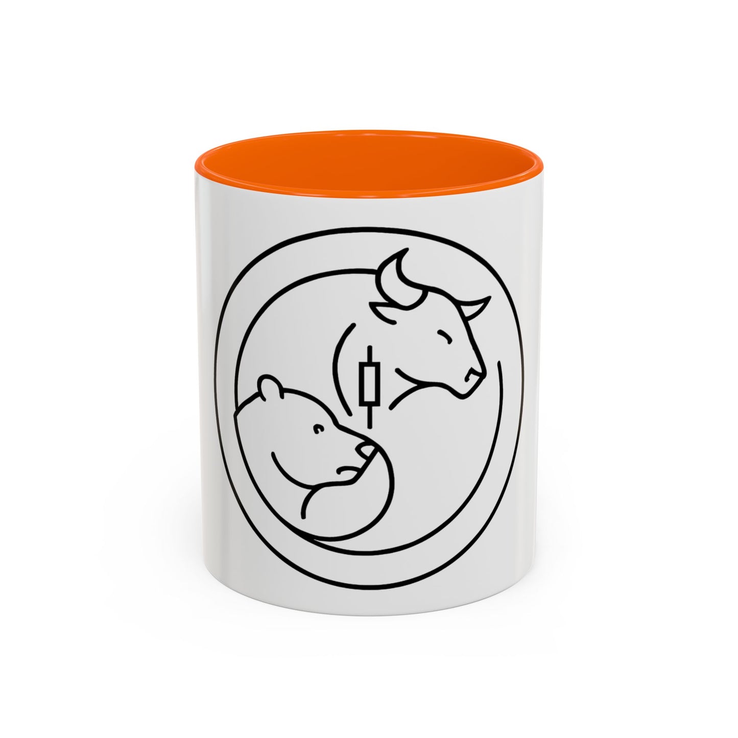 Coffee Mug, Bull and Bear with Candle Stick Stock Market Trader Gift, Finance Office Decor, Wall Street Investor Present, Day