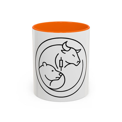 Coffee Mug, Bull and Bear with Candle Stick Stock Market Trader Gift, Finance Office Decor, Wall Street Investor Present, Day