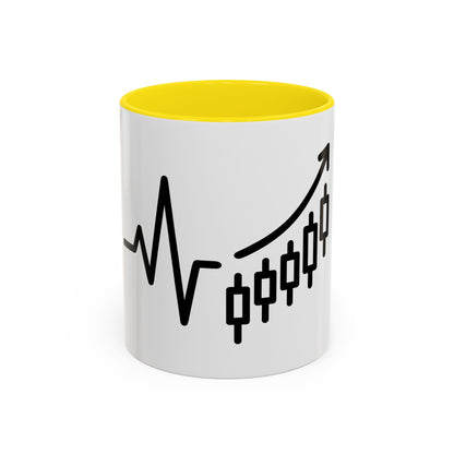 Stock Market Heartbeat Accent Coffee Mug (11, 15oz), Financial Market Trader Gift, Wall Street Investor Mug, Stock Market