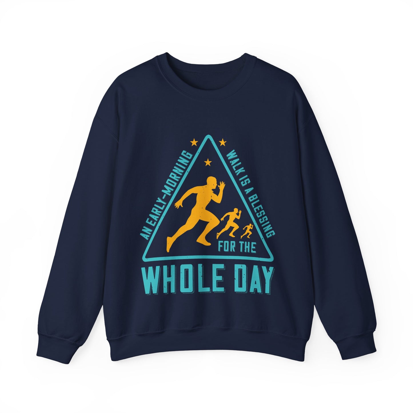 An early-morning walk is a blessing for the whole day-01 — Unisex Heavy Blend Crewneck (G18000)