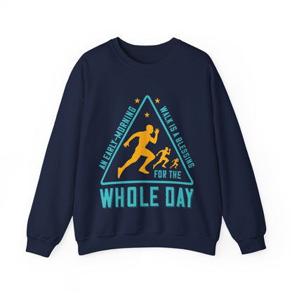 An early-morning walk is a blessing for the whole day-01 — Unisex Heavy Blend Crewneck (G18000)