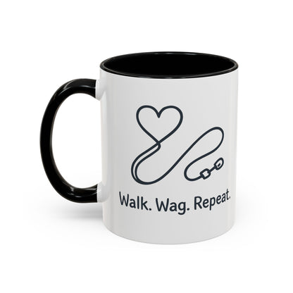 Dog Lover's Accent Coffee Mug - Walk Wag Repeat, Pet Owner Gift, Cute Dog Mug, Animal Lover Cup, Cozy Dog Mom Coffee