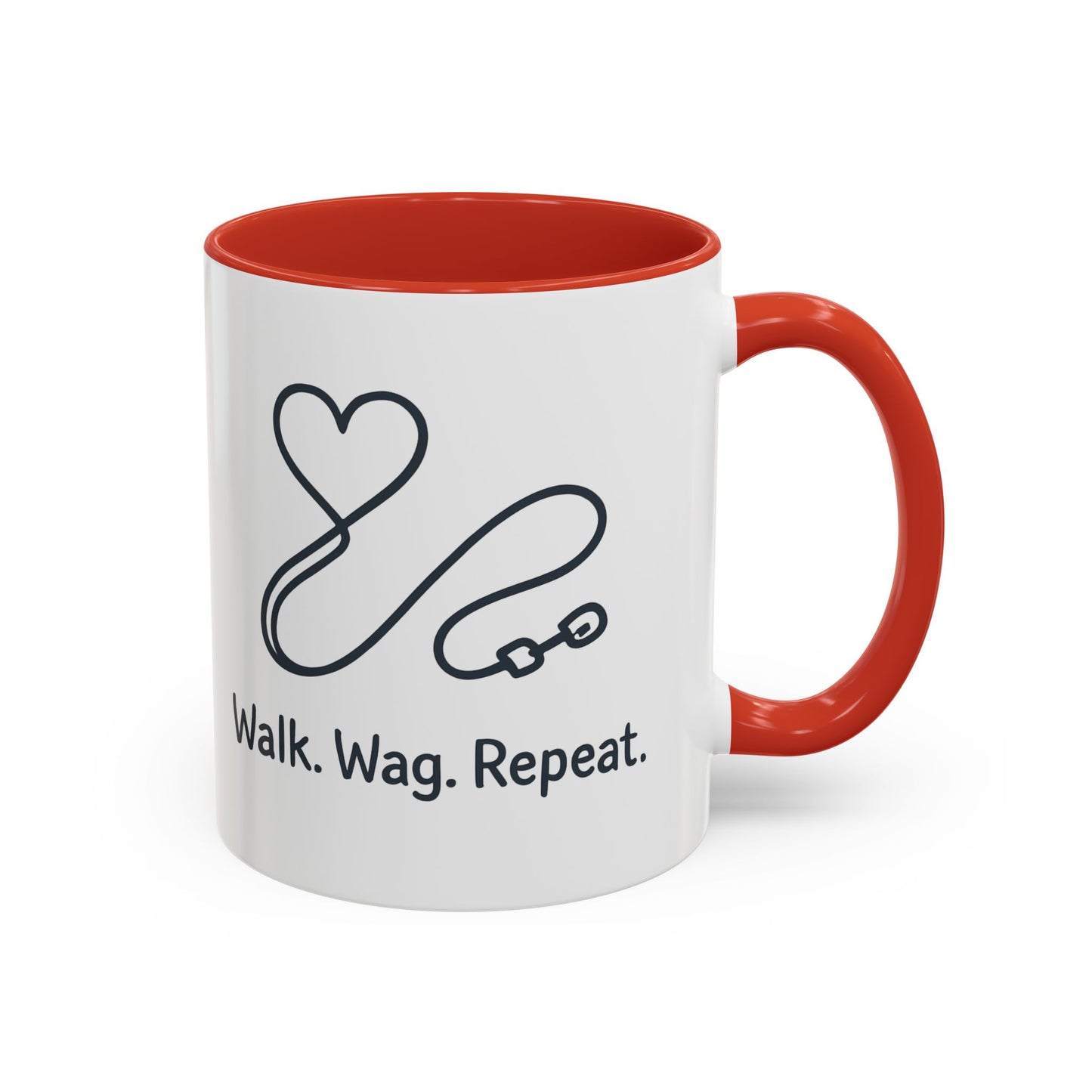 Dog Lover's Accent Coffee Mug - Walk Wag Repeat, Pet Owner Gift, Cute Dog Mug, Animal Lover Cup, Cozy Dog Mom Coffee