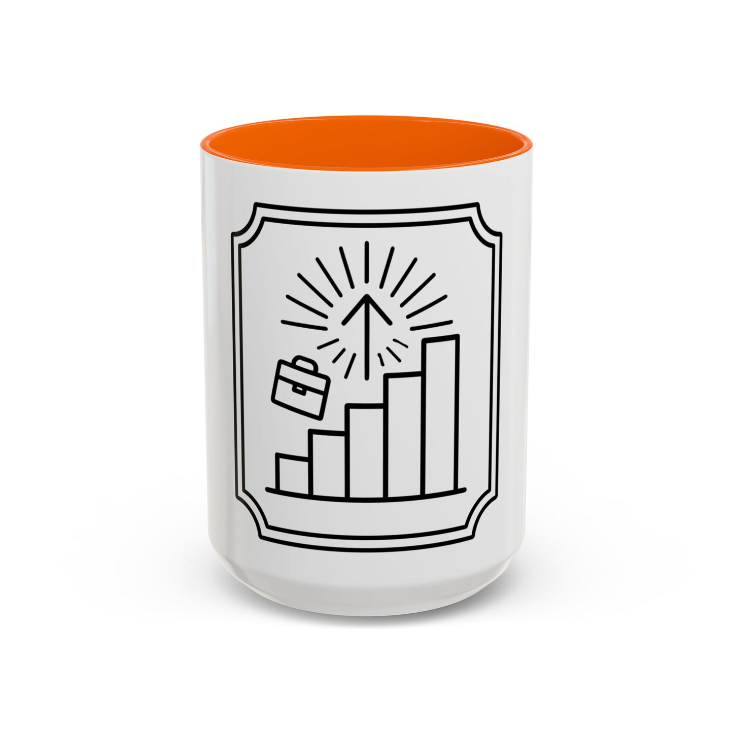 Finance Coffee Mug, Stock Trader Analyst Gift, Bar-Chart Staircase, Briefcase, Climb the Chart