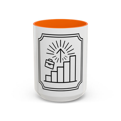 Finance Coffee Mug, Stock Trader Analyst Gift, Bar-Chart Staircase, Briefcase, Climb the Chart