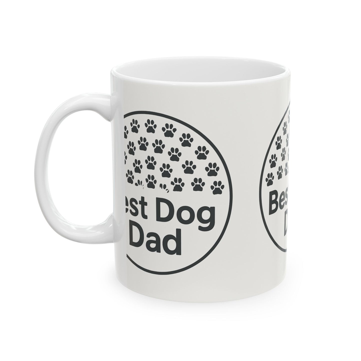 Best Dog Dad Ceramic Mug - Personalized Gift for Dog Lovers, Pet Owner Coffee Cup, 11oz 15oz, Dog Dad Gift, Paw Print Design