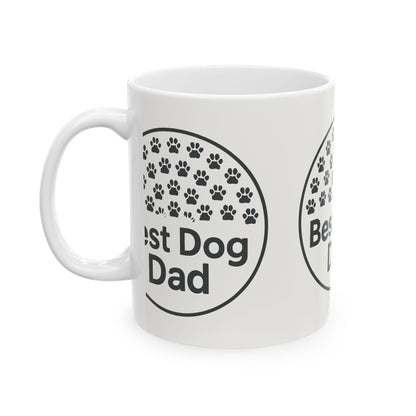 Best Dog Dad Ceramic Mug - Personalized Gift for Dog Lovers, Pet Owner Coffee Cup, 11oz 15oz, Dog Dad Gift, Paw Print Design