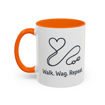 Dog Lover's Accent Coffee Mug - Walk Wag Repeat, Pet Owner Gift, Cute Dog Mug, Animal Lover Cup, Cozy Dog Mom Coffee