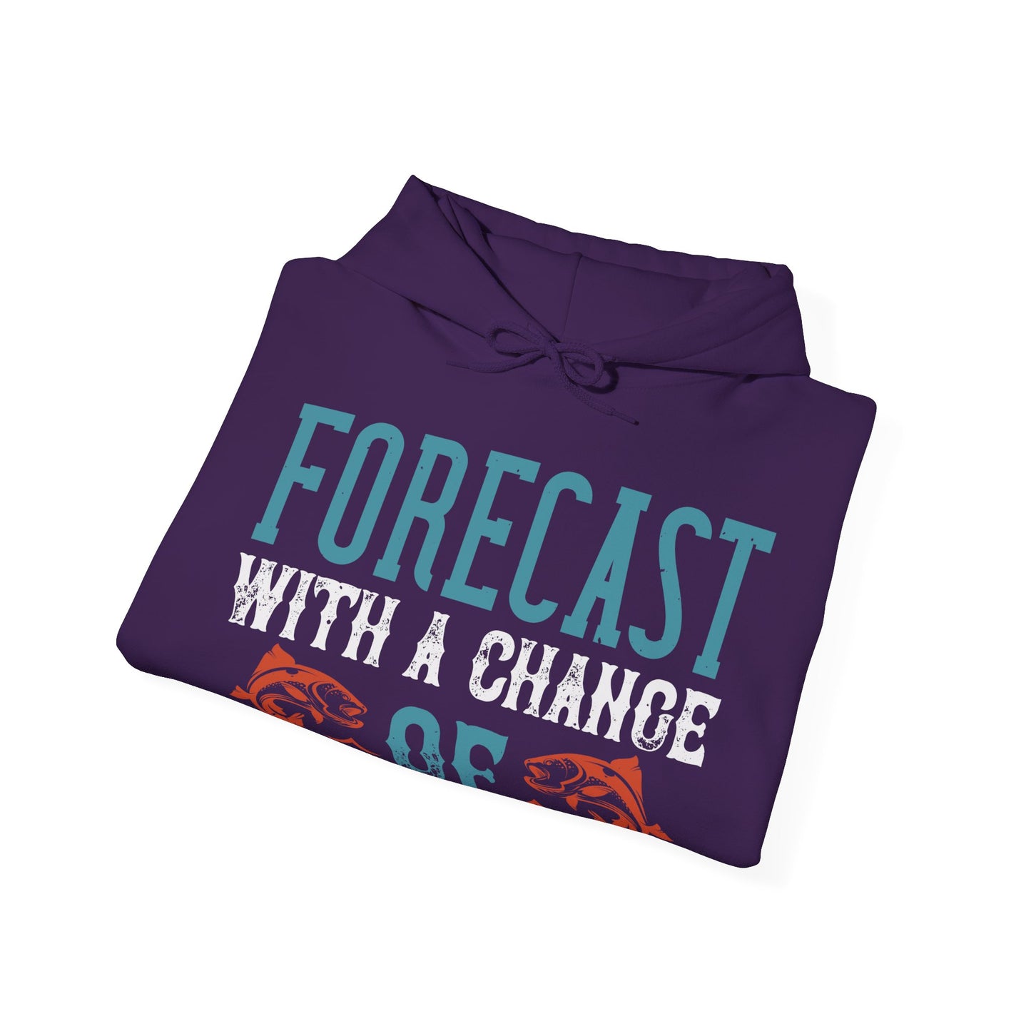 WEEKEND FORECAST WITH A CHANGE OF FISHING-01 — Unisex Heavy Blend Hoodie (G18500)