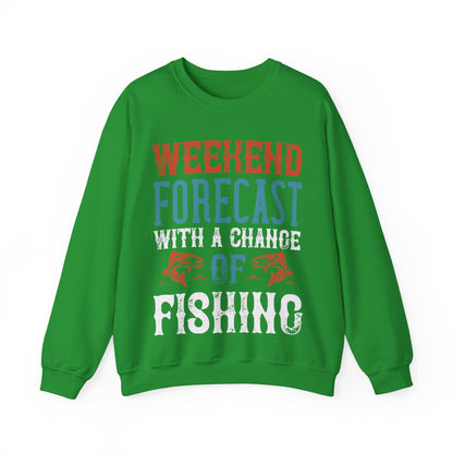 WEEKEND FORECAST WITH A CHANGE OF FISHING-01 — Unisex Heavy Blend Crewneck (G18000)