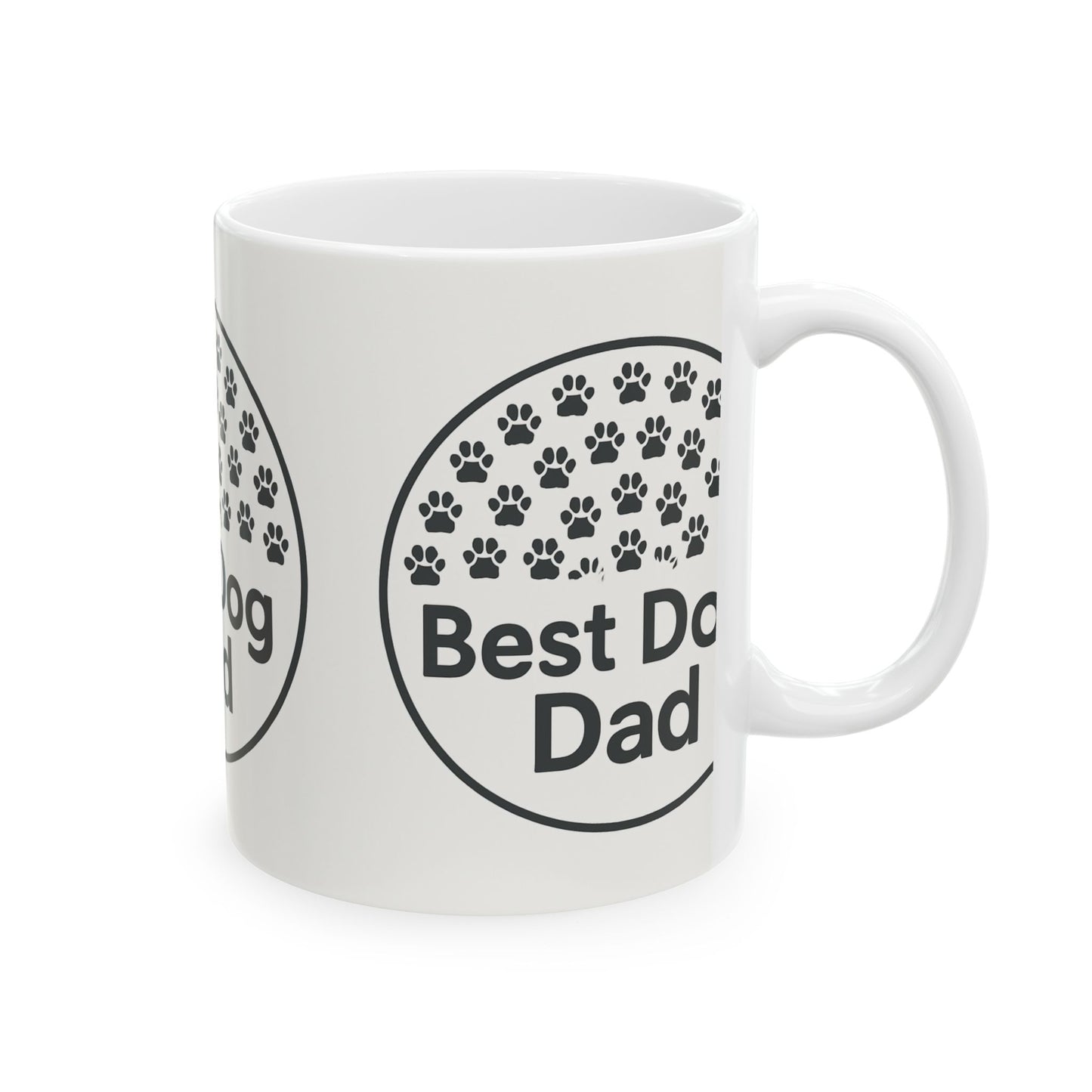 Best Dog Dad Ceramic Mug - Personalized Gift for Dog Lovers, Pet Owner Coffee Cup, 11oz 15oz, Dog Dad Gift, Paw Print Design