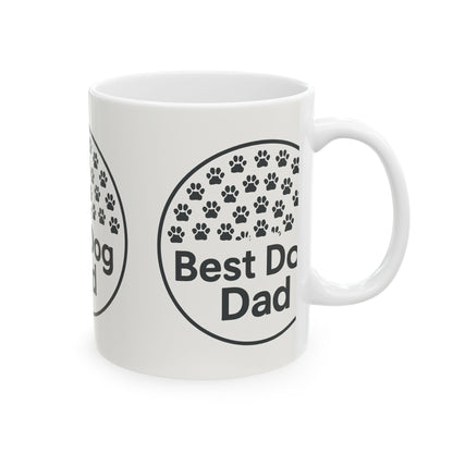 Best Dog Dad Ceramic Mug - Personalized Gift for Dog Lovers, Pet Owner Coffee Cup, 11oz 15oz, Dog Dad Gift, Paw Print Design