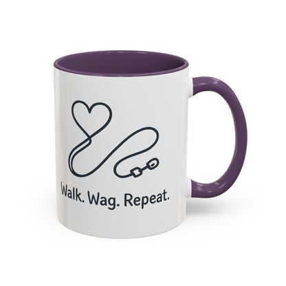 Dog Lover's Accent Coffee Mug - Walk Wag Repeat, Pet Owner Gift, Cute Dog Mug, Animal Lover Cup, Cozy Dog Mom Coffee