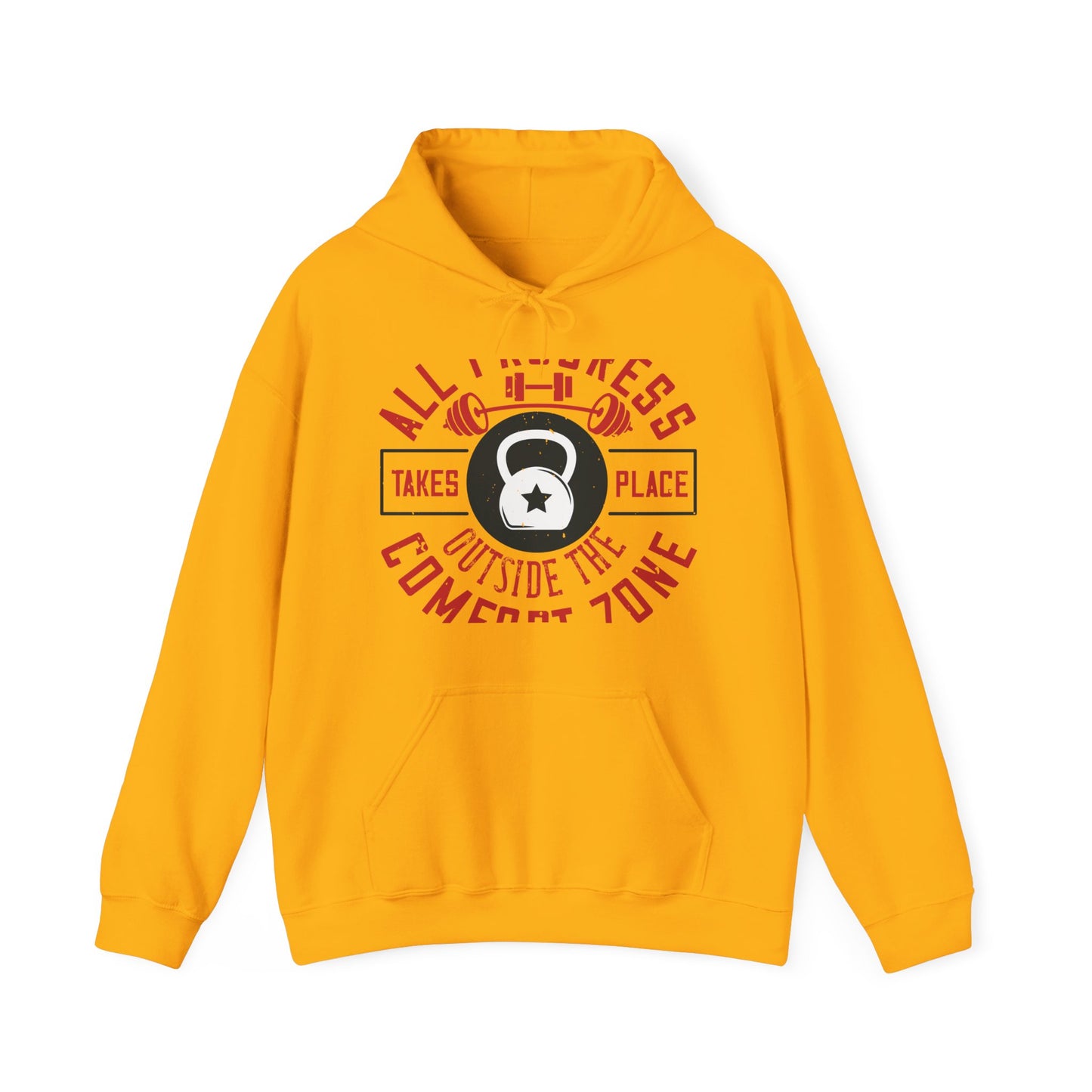 All progress takes place outside the comfort zone-01 — Unisex Heavy Blend Hoodie (G18500)