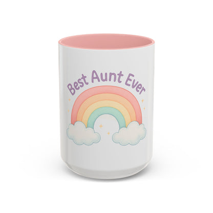 Best Aunt Ever Rainbow Coffee Mug, Gift for Aunts, 11oz, 15oz, Cute Mug, Birthday Gift, Unique Coffee Cup
